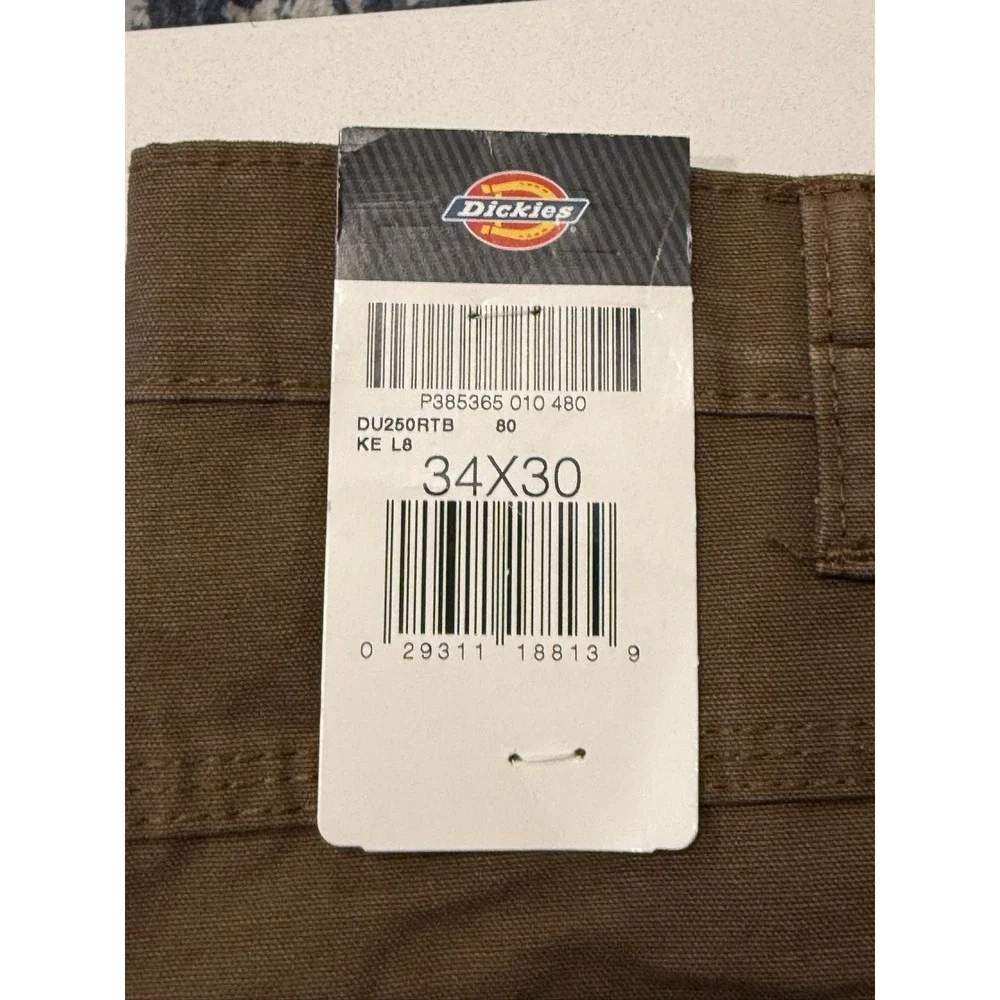 Dickies Carpenter Duck Jeans DU250RTB Mens 34x30 Rinsed Timber Brown Relaxed